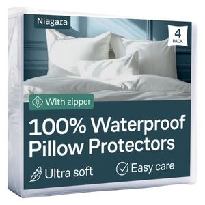 White 100% Waterproof Pillow Protectors - 4 Pack